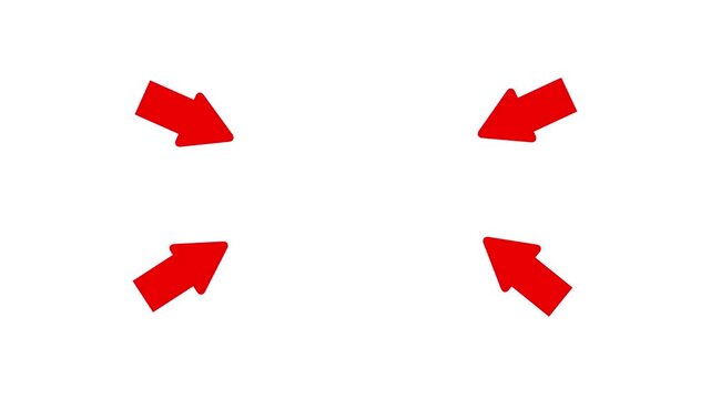 arrow pointing center with alpha channel. Animation on a white background,of the pointer in the video frame. 4k video