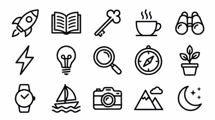Minimalist Line Art Icon Collection for Various Themes. © Afro