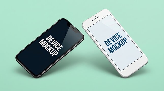 Modern phone mockup duo showcase app designs with realistic smartphone presentation