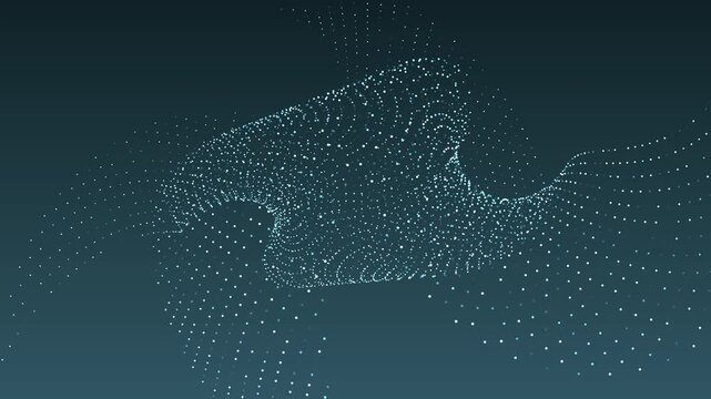 Abstract Moonlit Asteroid gradient background animation featuring glowing dotted particles that roll and curl inward at the center, creating a hollow space-like form surrounded.