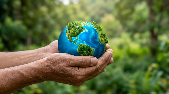 Concepto de protecci&oacute;n del planeta mediante un estilo de vida sostenible y compromiso ambiental.