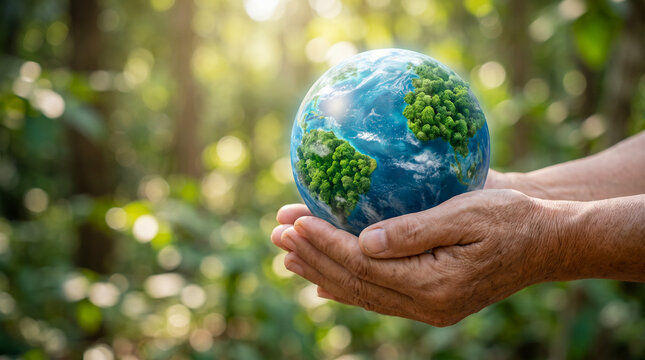 Concepto de protecci&oacute;n del planeta mediante un estilo de vida sostenible y compromiso ambiental.