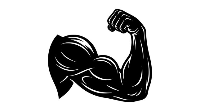 Strong flexed arm bicep muscle vector illustration featuring detailed vintage comic style highlights for fitness power gym training elements