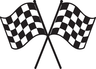 Obraz premium Two crossed checkered flags representing victory and competition on a white background