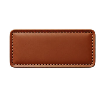 Blank brown leather patch with stitching detail