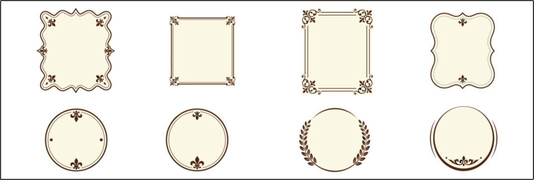 Classic floral frames, antique decorative borders and labels vector collection isolated elegant invitation templates
