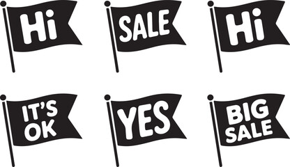 Black and white ribbon flags with text vintage style vector illustration © Masud