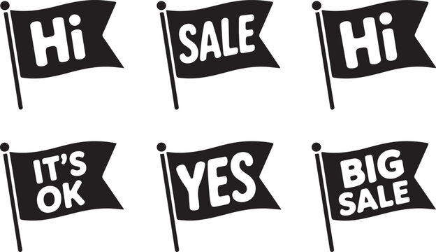 Black and white ribbon flags with text vintage style vector illustration