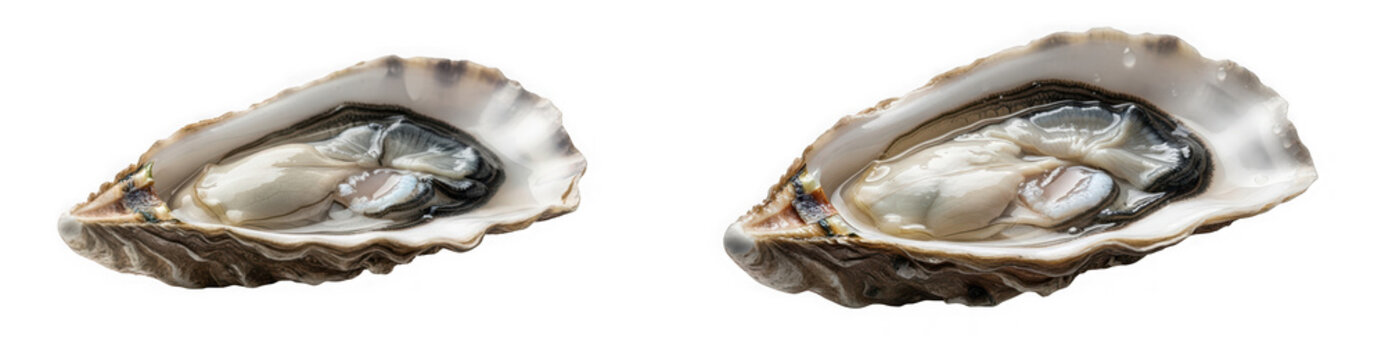 Fresh raw oyster in shell isolated on transparent background