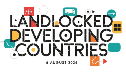 Fototapeta premium Typography design for landlocked developing countries awareness day celebration banner