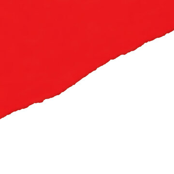 Red paper sheet with a torn ripped edge