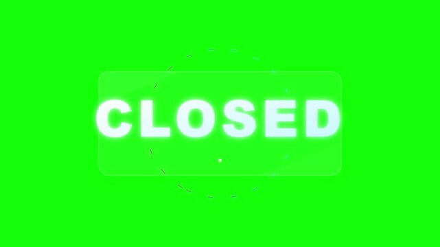 Glowing Closed Sign Text with Circular Loading Animation
