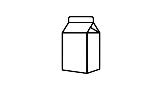 Milk carton package line icon featuring a beverage gable top box without a screw cap for dairy food product graphic design