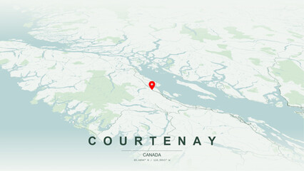 Modern minimalist vector map of Courtenay, British Columbia. High-quality scalable illustration of Courtenay geographic boundaries for posters design. © AliRza