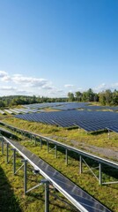 Fototapeta premium Solar panel field in a rural landscape