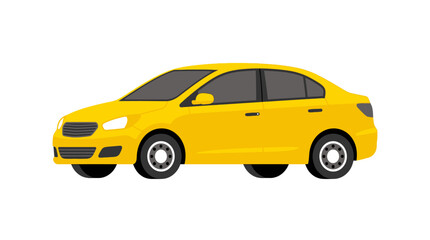 Obraz premium Yellow sedan car flat vector illustration on a white background