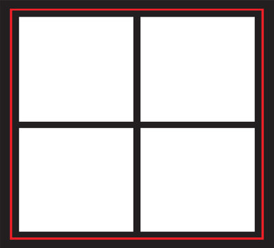 Four square grid frame with red border Vector, illustration