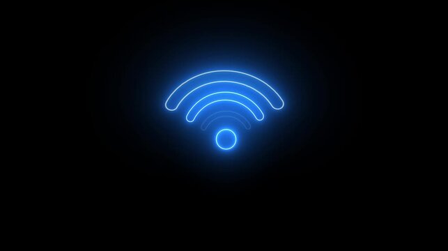 Glowing neon line Wifi wireless internet network symbol icon isolated on transparent background. internet hotspot symbols over world.