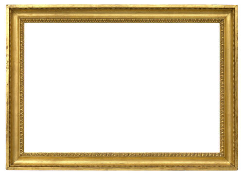 Artistic gold antique painting frame with transparent background.