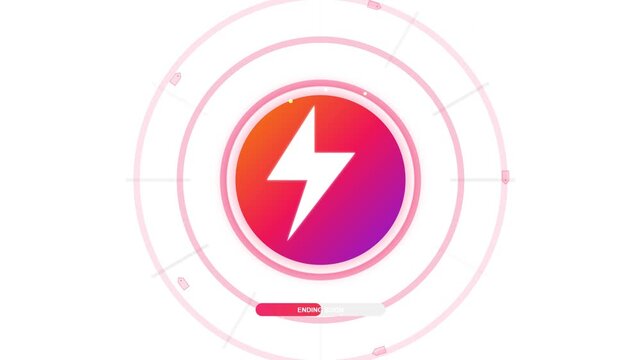 Flash sale digital graphic featuring a white lightning bolt icon within a vibrant orange and purple gradient circle, set against concentric rings and an 'Ending Soon' notification bar.