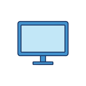 Blue desktop computer monitor  vector icon illustration design
