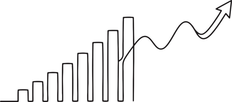 Black line graph with data points and trend line chart