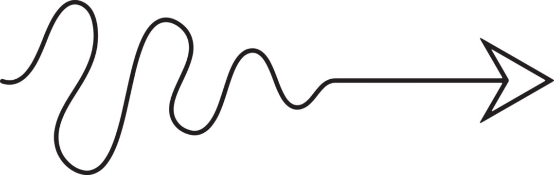 Black line arrow pointing right on white background, direction