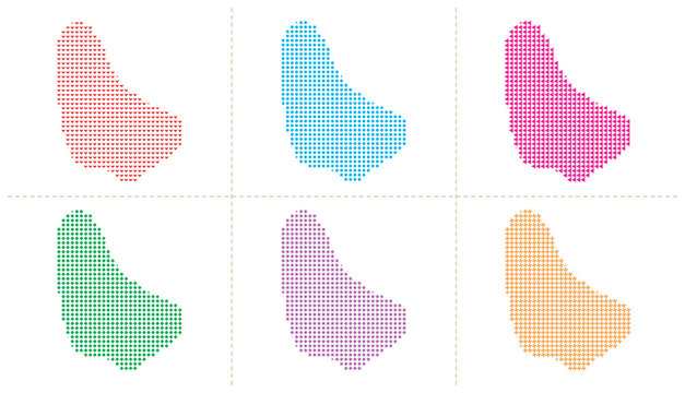 Barbados map with six different types of dots illustration vector.