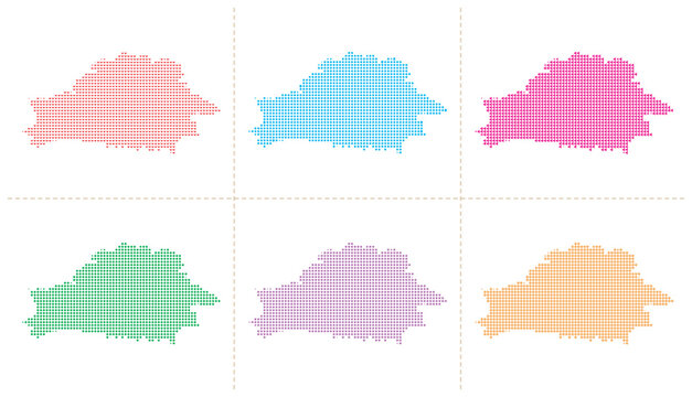 Belarus map with six different types of dots illustration vector.