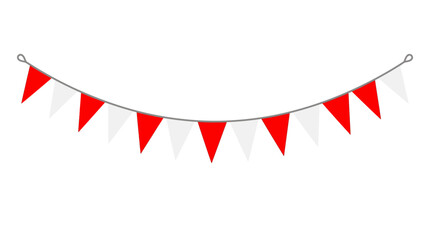 Obraz premium Red and white pennant bunting on a transparent background