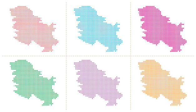 Map of Samoa islands vector illustration country shape illustration mosaic purple dots.