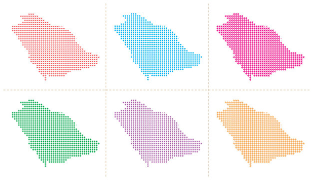 Map of Samoa islands vector illustration country shape illustration mosaic pink dots.