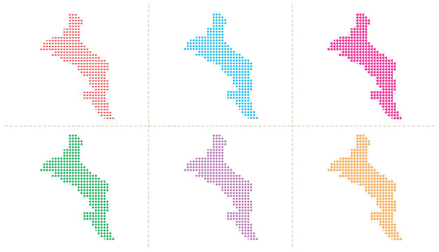 Set of dotted maps of seychelles isolated on white background as creative vector illustration.