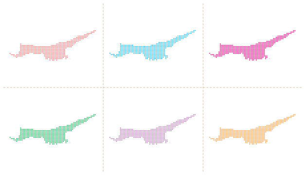 Set of cyprus map vector illustration designs featuring different geometric pattern shapes.