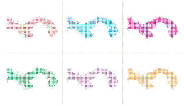 Set of panama map vector illustration designs featuring different geometric pattern shapes.