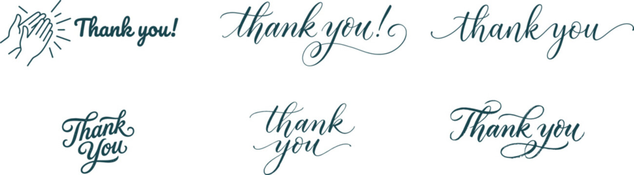 Elegant calligraphy 'thank you' phrases for cards invitations and appreciation