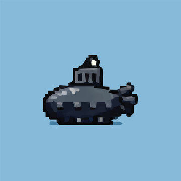 Pixel Art Submarine Design Vector