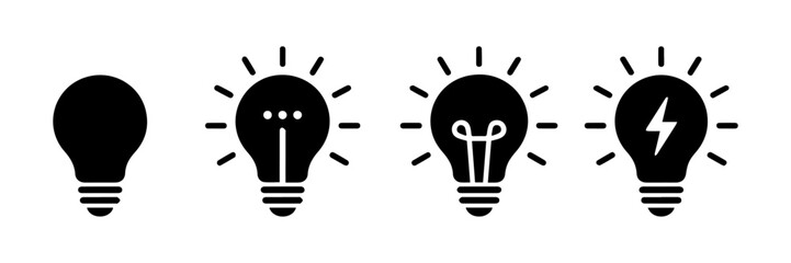 Light bulb icon set showing idea and inspiration concepts. Creative thinking, innovation and solution symbols © IconForge Studio