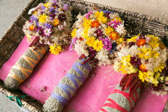 Sage Bundles with Dried Flowers