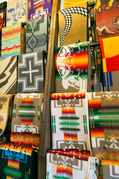 Colorful Woven Blankets on Display