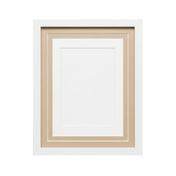 Modern white picture frame with beige mat board