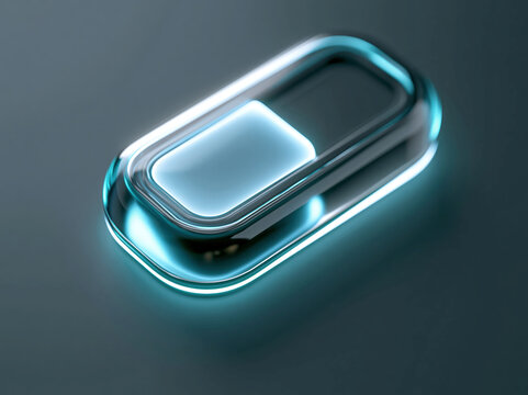 Close-up of a detailed, minimalist futuristic jewelry setting A glass capsule with internal light and magnetic slider within transparent housing Soft cyan edge glow and high-end finte - AI-Generated