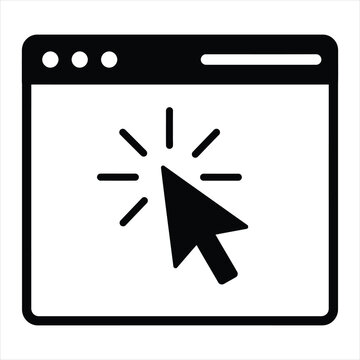 Computer browser window icon with a mouse cursor arrow click pointer internet computer interface software navigation technology application isolated communication information connectivity