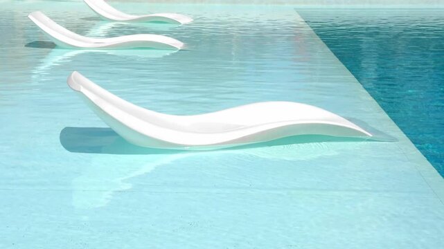 Stylish designer pool furniture with curved streamlined shapes
