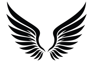 Fototapeta premium Detailed stylized wing graphic icon with feathers silhouette ornament heraldry abstract wingspan majestic powerful graceful spiritual mythology guardian decoration stylized creative