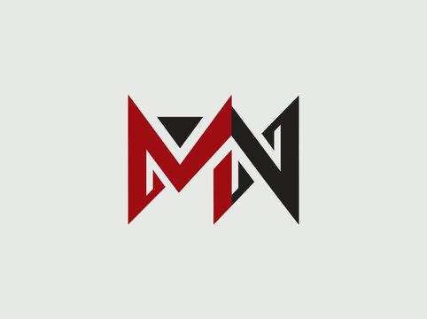 Modern Abstract MN Logo Design With Red And Black Colors