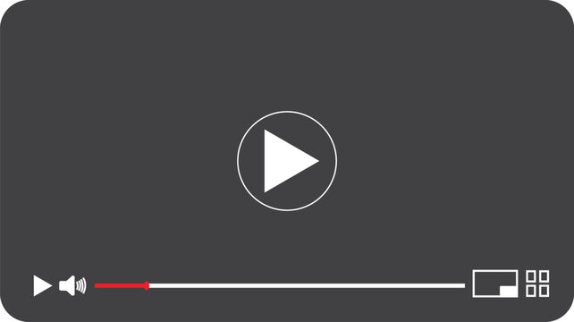 Minimalist video player interface vector graphic design with playback controls