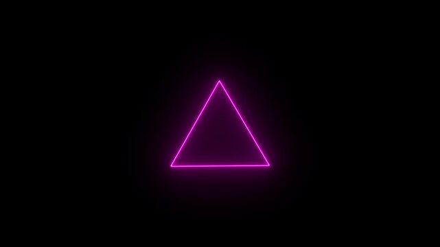 Glowing pink neon triangle light pulsing frame animation on dark black background.
