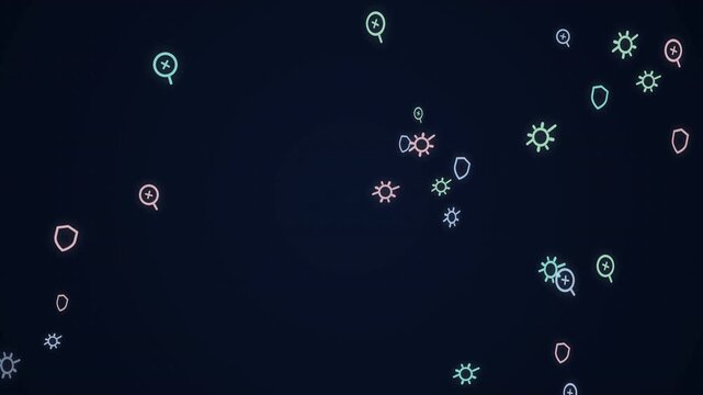Motion of Falling Snowflakes in Night Sky with Moving Stars and Circles for Winter Theme.
