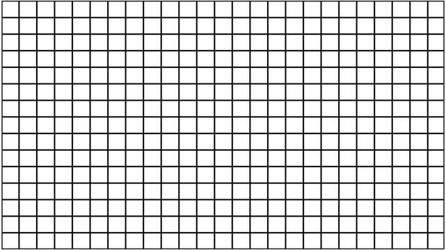 Black grid pattern with square boxes. Motion graphics of grid background